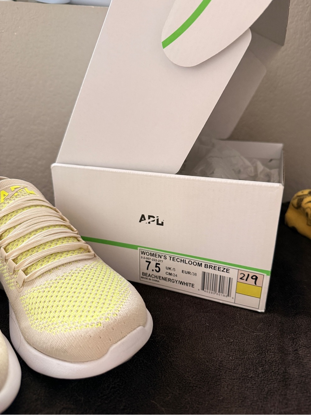APL Women's Techloom Breeze Knit Sneakers in Cream and Neon Yellow - Picture 4 of 7